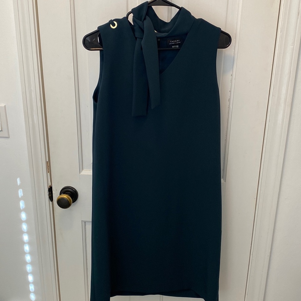Tahari dark green a-line dress. Size 8. NWT